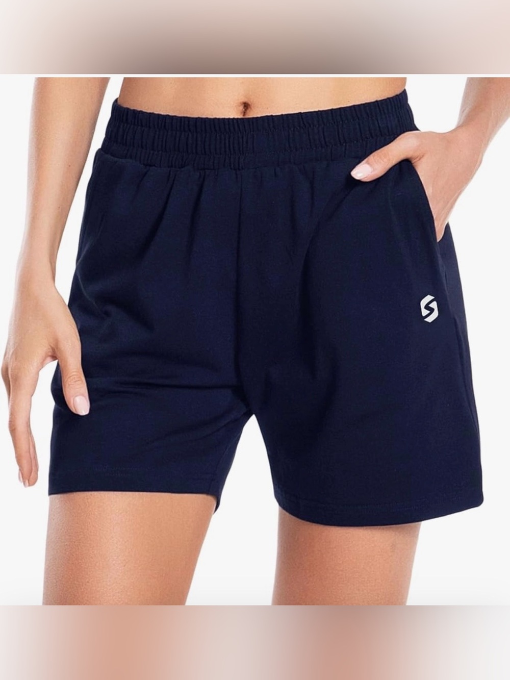 Women's Navy Athletic Cotton Shorts